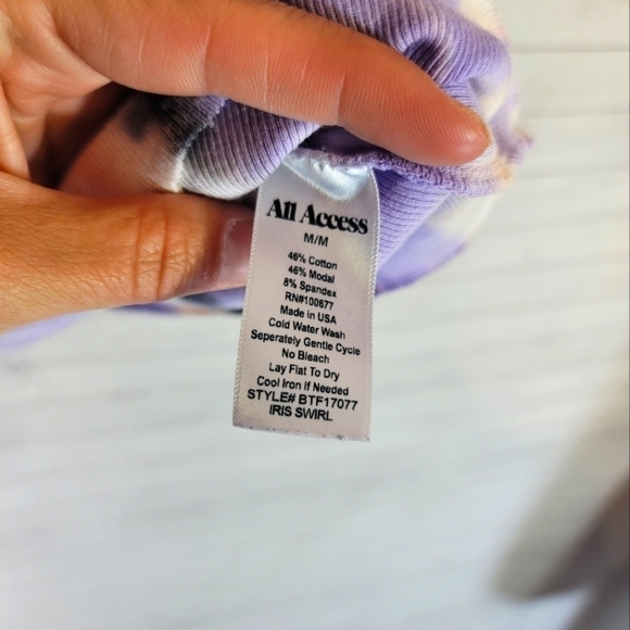 ALL ACCESS PURPLE & LIGHT ORANGE TIE DYE RIBBED CROP TOP, SZ MEDIUM - Picture 5 of 9